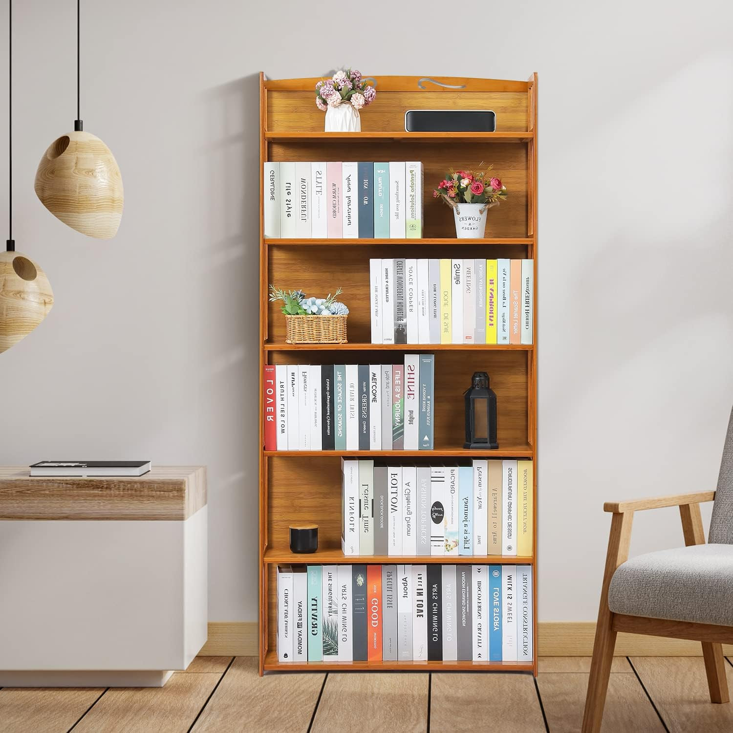 6 Tier Bamboo Bookshelf 170x80cm