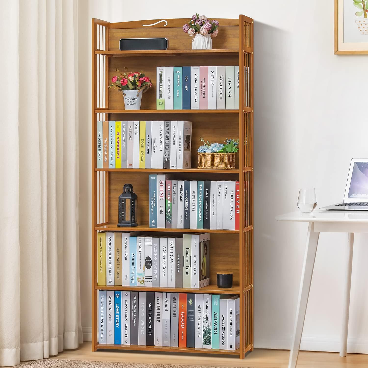 6 Tier Bamboo Bookshelf 170x70cm